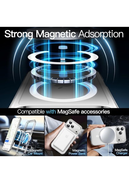 iPhone 17 Pro Max Kılıf Şeffaf Magsafe Magnetik Kamera Çıkıntılı Kılıf Kablosuz Şarj, Darbe Emici fırsatları