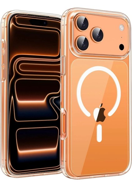 iPhone 17 Pro Kılıf Şeffaf Magsafe Magnetik Kamera Çıkıntılı Kılıf Kablosuz Şarj, Darbe Emici modelleri