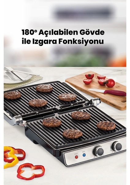 Paslanmaz Çelik 2000W Tost ve Izgara Makinesi, Ayarlı Isı, Çıkarılabilir Plakalar modelleri