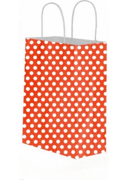 Kırmızı Puantiyeli Kağıt Poşet 20X22X10CM "10 Adet" fiyatları