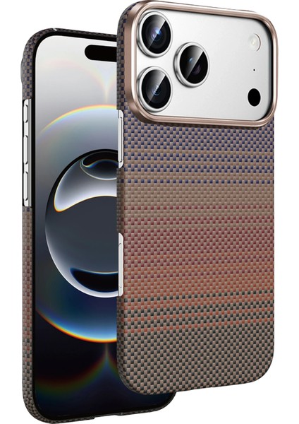 Apple iPhone 17 Pro Kılıf Magsafe Şarj Özellikli Ultra Slim Aramid Karbon Fiber Kevlar Kapak