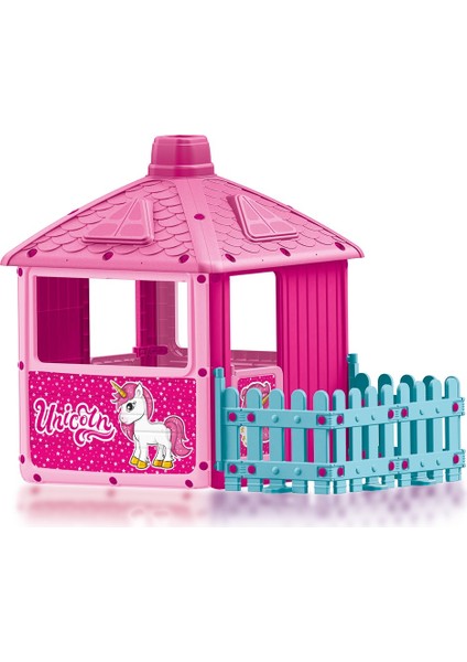 Oyun Evi | Unicorn Temalı Çitli Ilk Şehir Evim | 132 x 104 x 104 cm fiyatları