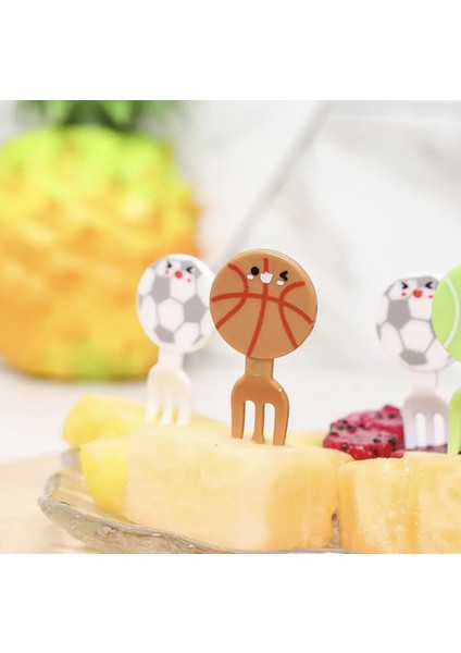 Çocuklar Için Top Şeklinde Minik Çatal Kürdanlar (6'lı)