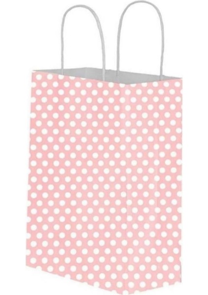 Pembe Puantiyeli Hediyelik Kağıt Torba 18X24X8CM "25 Adet" fiyatları