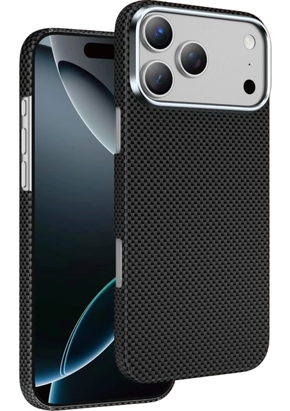 Apple iPhone 17 Pro Max Kılıf Desenli Karbon Fiber Kevlar Norra Magsafe Kapak