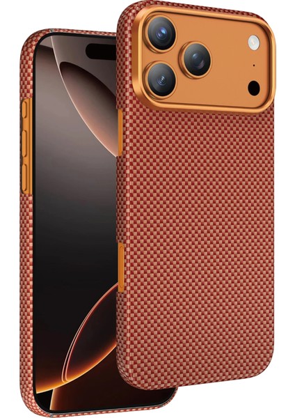 Apple iPhone 17 Pro Kılıf Desenli Karbon Fiber Kevlar Norra Magsafe Kapak