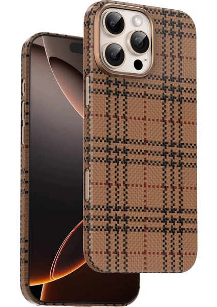 iPhone 16 Pro Kılıf Magsafe Şarj Özellikli 0,5 Süper Ince Aramid Karbon Fiber Scots Kevlar