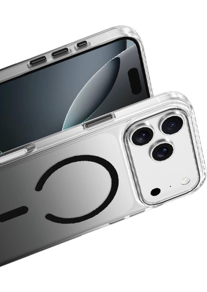 Apple iPhone 17 Pro Uyumlu Kılıf Parlak Çift Renkli Şeffaf Magsafe Özellikli Kapak modelleri