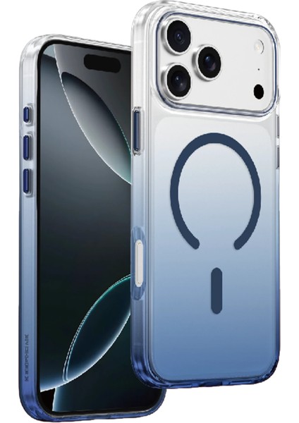 Apple iPhone 17 Pro Uyumlu Kılıf Parlak Çift Renkli Şeffaf Magsafe Özellikli Kapak