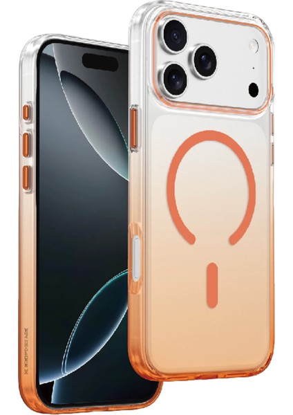 Apple iPhone 17 Pro Uyumlu Kılıf Parlak Çift Renkli Şeffaf Magsafe Özellikli Kapak