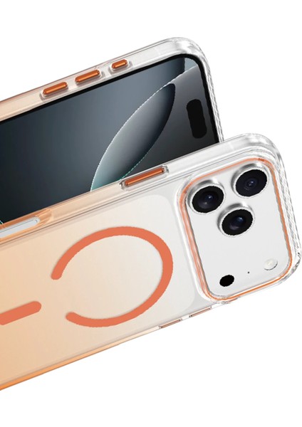 Apple iPhone 17 Pro Uyumlu Kılıf Parlak Çift Renkli Şeffaf Magsafe Özellikli Kapak modelleri