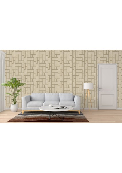 Krem Rengi Geometrik Desen Duvar Kağıdı, Silinebilir, 16,5 M² - Roka 23108-3 modelleri