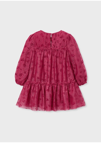 Kız Çocuk Kırmızı Tüllü Elbise | 4-10 Yaş Taş ve Çiçek Detaylı fiyatları