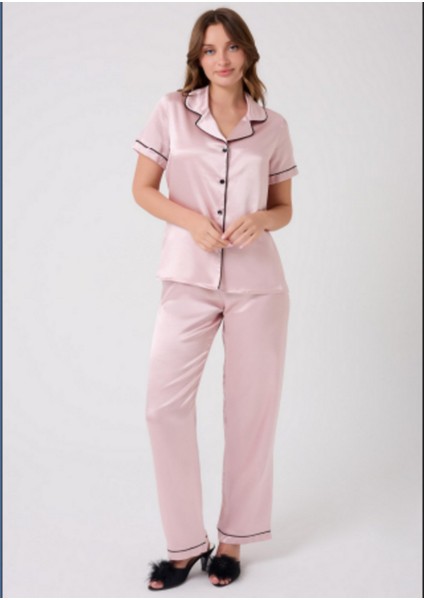 Missayza V.s 2110 Model Kısa Kol Biyeli Saten Pijama Takım fırsatları