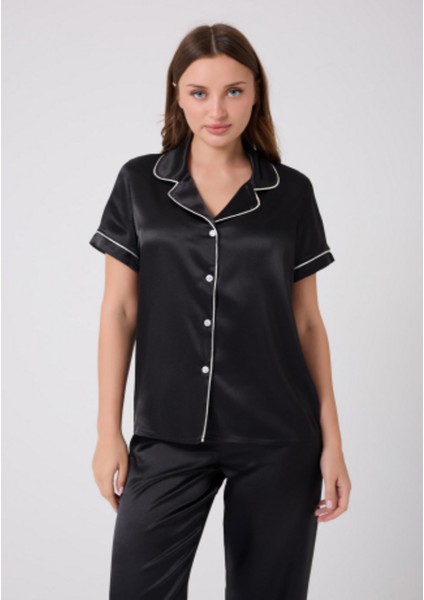 Missayza V.s 2110 Model Kısa Kol Biyeli Saten Pijama Takım