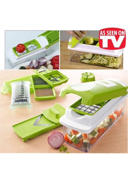 Yeşil Çok Fonksiyonlu 10 Parçalı Sebze Rende Seti