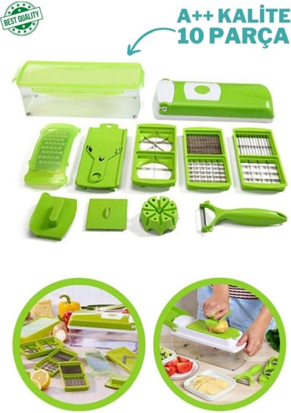 Yeşil Çok Fonksiyonlu 10 Parçalı Sebze Rende Seti fiyatları
