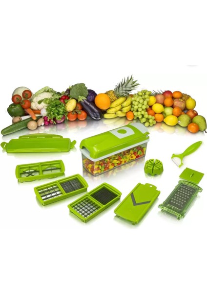 Yeşil Çok Fonksiyonlu 10 Parçalı Sebze Rende Seti