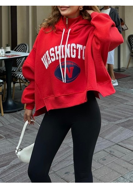 Washington Fermuar Detaylı Tasarım Sweatshirt