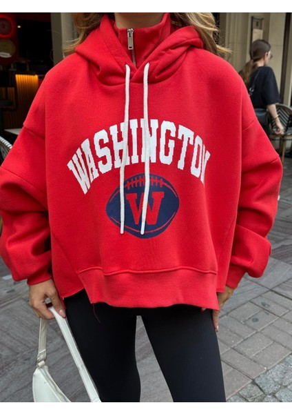 Washington Fermuar Detaylı Tasarım Sweatshirt