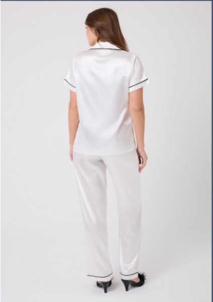 Missayza V.s 2110 Model Kısa Kol Biyeli Saten Pijama Takım modelleri