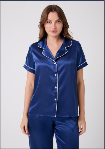 Missayza V.s 2110 Model Kısa Kol Biyeli Saten Pijama Takım