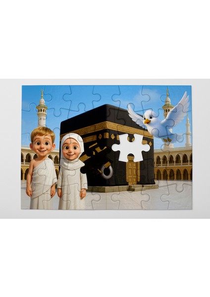 54 Parça Kabe Mescidi Haram Jigsaw Yapboz Puzzle Islami Dini Çocuk Eğitici Öğretici Oyun Seti modelleri