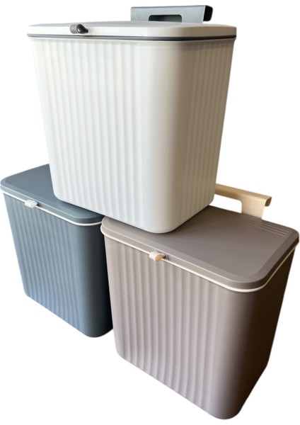 Mutfak Tezgah Üstü ve Dolap Askılı Çöp Kovası, Latte 15 Lt