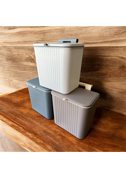 Mutfak Tezgah Üstü ve Dolap Askılı Çöp Kovası, Latte 15 Lt