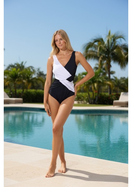 Kalın Askılı Sabit Kaplı Kruvaze Mayo