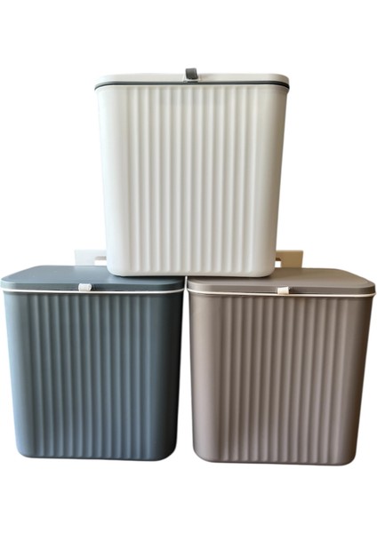 Mutfak Tezgah Üstü ve Dolap Askılı Çöp Kovası, Gri 15 Lt