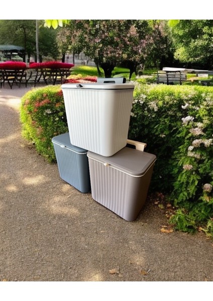 Mutfak Tezgah Üstü ve Dolap Askılı Çöp Kovası, Gri 15 Lt