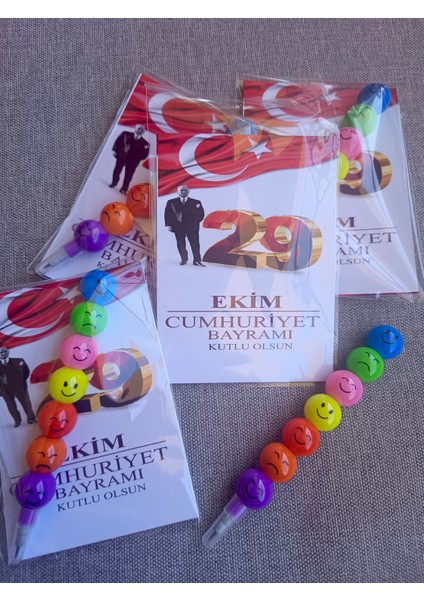 15 Adet Sınıfına Hoşgeldin 23 Nisan Emoji Yumurtlayan Kurşun Kalem