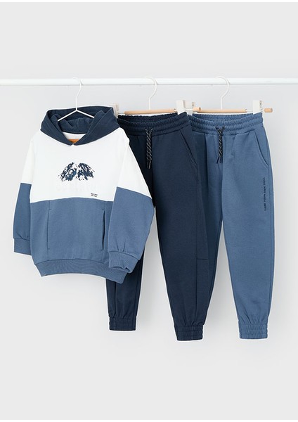 4-10 Yaş Erkek Çocuk 3\'lü Eşofman Takımı – Kapüşonlu Sweatshirt ve 2 Adet Eşofman Altı
