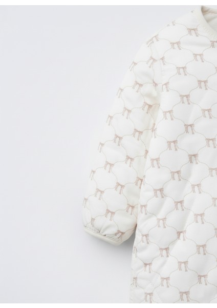 Unisex Çocuk Pamuklu Beyaz Fiyonk Desenli Uyku Tulum - Fermuarlı modelleri