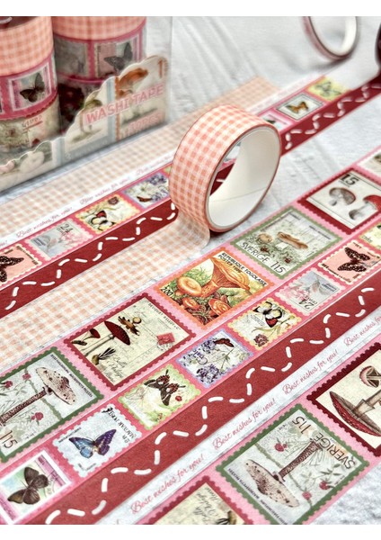 Vintage Çiçek ve Kelebek Desenli Washi Bant Seti 10’lu / Washi Tape / Bullet Journal / Scrapbook fiyatları