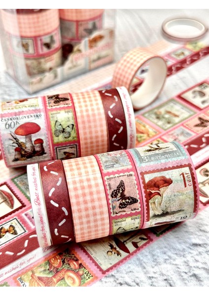 Vintage Çiçek ve Kelebek Desenli Washi Bant Seti 10’lu / Washi Tape / Bullet Journal / Scrapbook modelleri
