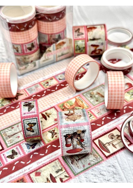 Vintage Çiçek ve Kelebek Desenli Washi Bant Seti 10’lu / Washi Tape / Bullet Journal / Scrapbook indirimleri