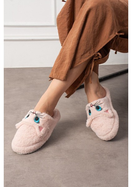 Sevimli Kedi Figürlü Ev Terliği Yumuşak Peluş Ses Yapmaz Kaymaz Hafif Tabanlı Ev Terliği fiyatları