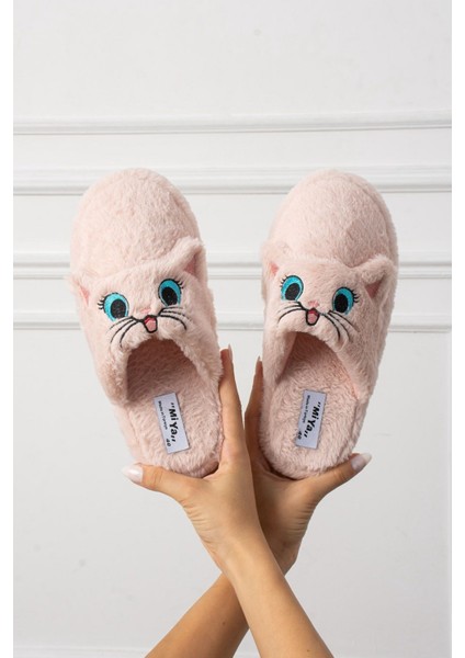 Sevimli Kedi Figürlü Ev Terliği Yumuşak Peluş Ses Yapmaz Kaymaz Hafif Tabanlı Ev Terliği fırsatları