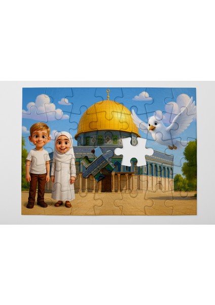 54 Parça Kubbetüs Sahra Mescidi Aksa Yapboz Puzzle Islami Dini Çocuk Eğitici Öğretici Oyun Seti modelleri