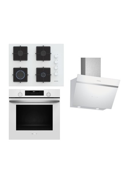 Beyaz Ankastre Set HU736AEV0T Xl Airfryer Özellikli Buharlı FIRIN-EO7C2PP30O OCAK-LC66KPJ20T Davllumbaz