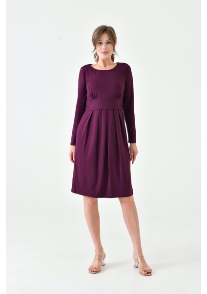Kadın Uzun Kol Emzirme Detaylı Tesettüre Uygun Viskon Rahat Şık Midi Hamile Elbisesi indirimleri