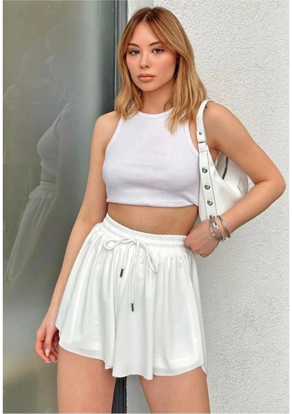 Kadın Sandy Kumaş Spor Şık Casual Sporcu Şortlu Etek