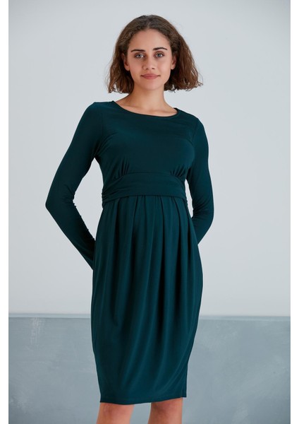 Kadın Uzun Kol Emzirme Detaylı Viskon Rahat Şık Hamile Elbisesi fiyatları