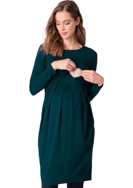 Kadın Uzun Kol Emzirme Detaylı Viskon Rahat Şık Hamile Elbisesi fırsatları