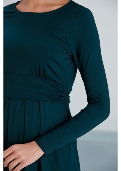 Kadın Uzun Kol Emzirme Detaylı Viskon Rahat Şık Hamile Elbisesi indirimleri