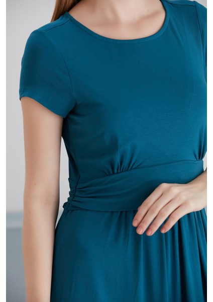 Kadın Yarım Kollu Maxi Boy Viskon Spor Şık Curve Hamile Elbisesi modelleri