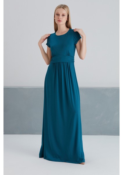 Kadın Yarım Kollu Maxi Boy Viskon Spor Şık Curve Hamile Elbisesi fırsatları