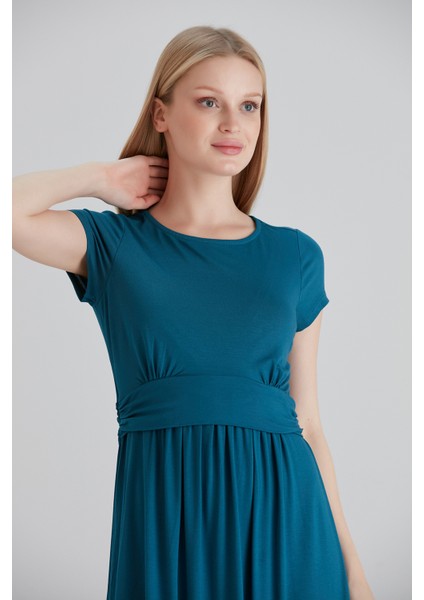 Kadın Yarım Kollu Maxi Boy Viskon Spor Şık Curve Hamile Elbisesi indirimleri